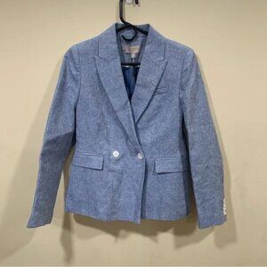 NWT HOBBS London blazer and pants suit size US 4 linen blue women’s pantsuit